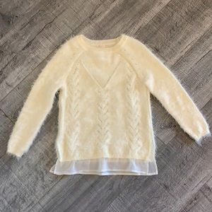 cream fuzzy sweater